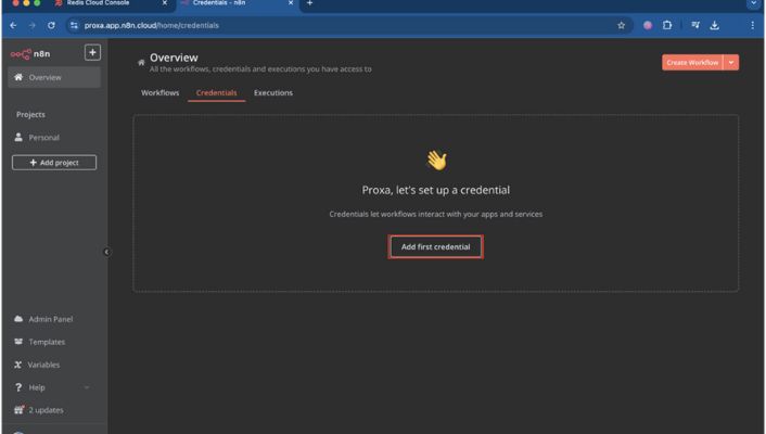 go to your n8n - Credentials - Add credential go to your n8n - Credentials - Add credential