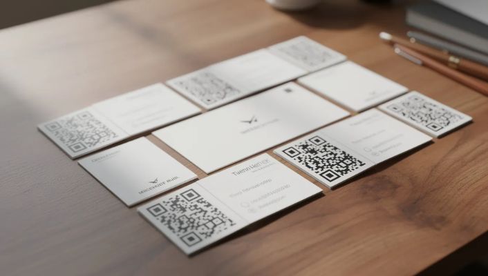 collection of business cards featuring unique QR codes collection of business cards featuring unique QR codes